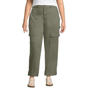 Прямые брюки с карманами на флисе plus size Lands' End