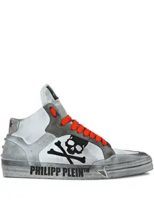 Высокие кеды с декором Skull Philipp Plein, серый