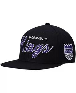 Мужская черная бейсболка Sacramento Kings Hardwood Classics Script 2.0 Snapback Mitchell & Ness