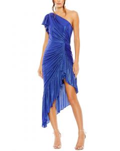 Платье Mac Duggal с рукавами-флигель и асимметричным подолом, синий