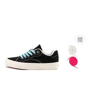 Нескользящие износостойкие низкие кроссовки для скейтбординга унисекс WANSWER, Wave Dark Night Pink (Blue Shoelace)