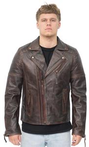 Кожаная байкерская куртка Brando с двойной перекрестной молнией-Casablanca Infinity Leather, коричневый