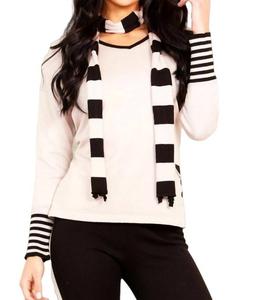 Свитер с V-образным вырезом и шарфом в цвете Stone/черный Angel Apparel