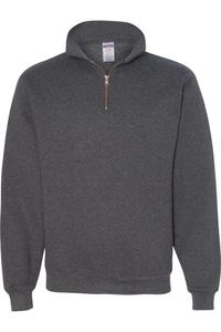 Толстовка JERZEES Super Sweats NuBlend с застежкой-молнией на четверть дюйма и воротником-стойкой, цвет black heather