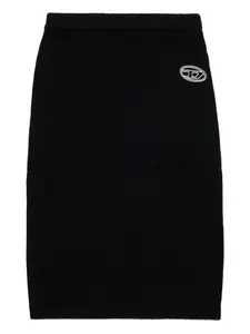 Юбка миди с вышитым логотипом Diesel Kids, черный