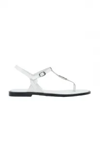 Сандалии typu japonki na płaskiej podeszwie tbar Estro, White