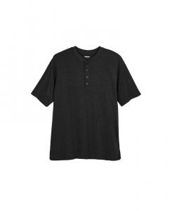 Легкая футболка Henley без усадки для мужчин больших и высоких размеров KingSize, черный