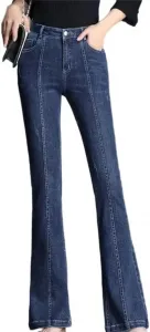 Женские джинсы-клеш с высокой талией, утепленные флисом, большие размеры