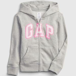 Толстовка с капюшоном из плюша с застежкой-молнией и нашивкой-логотипом Gap, серый