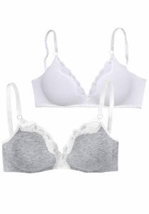 Бюстгальтер без косточек PETITE FLEUR Bralette BH, цвет hellgrau meliert+ weiß