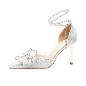 Женские туфли на тонком каблуке, серебристые TADSW, Silver