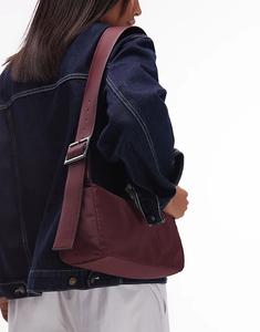 Сумка Topshop Kylie из нейлона с контрастным ремешком бордового цвета