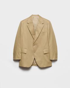 Однобортный пиджак из хлопка Prada, бежевый