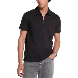 Хлопковая поло с молнией пике MICHAEL KORS, черный