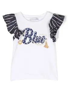 Футболка с оборками Monnalisa, белый