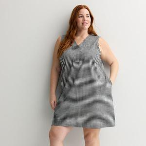 Повседневное платье-трапеция Plus size Sonoma Goods For Life, Black White Gingham