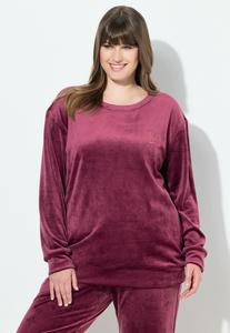 Топ Ulla Popken VELOUR LOUNGE LOVER STRETCH LOUNGE, Dark Berry/Berry