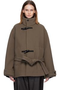 Lemaire Короткое пальто-дафлкот бежевого цвета