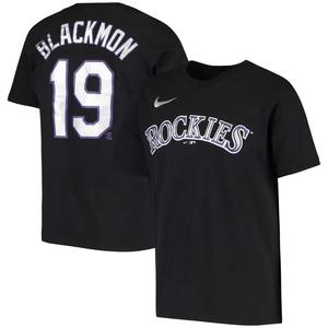 Молодежная футболка Nike Charlie Blackmon Black Colorado Rockies с именем и номером игрока Nike