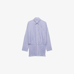 Платье-рубашка Prada из хлопкового поплина с полосками, голубой