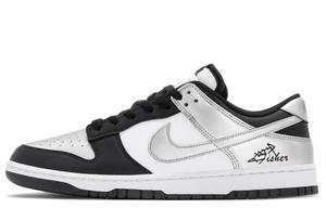 Dunk Fisher Silver Wing Herringbone устойчивые к истиранию низкие кроссовки для скейтбординга мужские черные серебристые Nike, черный серебряный