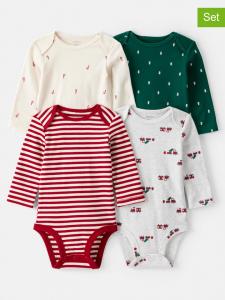 Carter's Комплект из 4 боди кремового/зеленого/красного цвета