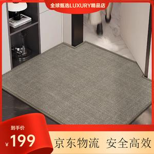 Budis Ковер 140х160 см для прихожей, утолщенный, влагонепроницаемый, нескользящий, простой стиль, можно резать, легко чистить, устойчив к загрязнениям, тканый узор, цвет серый кофе