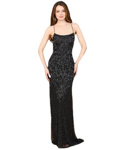 Женское платье с завязками, открытой спиной и бисером Lara, Black gunmetal