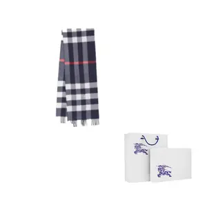 Burberry Клетчатый шарф с бахромой, Blue