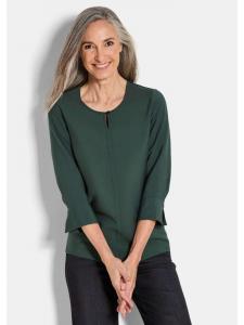 Блузка-рубашка, вискозная блузка с рукавами 3/4, круглым вырезом зеленого цвета. GOLDNER