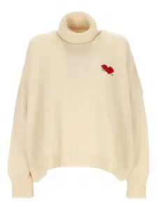 Свитер с вышивкой в виде сердца и воротником-гольф Giada Benincasa, нейтральный