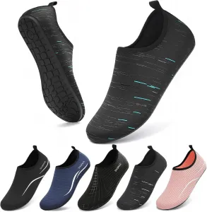 Водные тапочки Sixspace для женщин и мужчин, аква-носки для плавания, душа, пляжа, босиком, бассейна, быстросохнущие, нескользящие, для озера и серфинга, черный