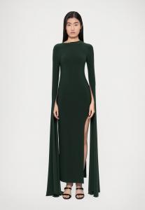 Платье Norma Kamali OPEN BACK SLEEVE WIDE SLIT GOWN, Dark Emerald/Dark Green