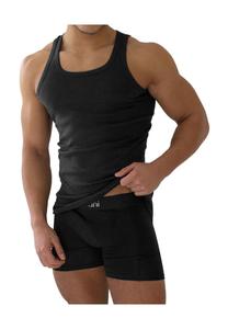 Набор из 4 мужских маек в рубчик чёрного цвета normani, черный