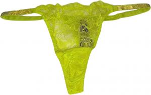Трусики-стринги Victoria's Secret Lace Shine Strap, цвет зеленый/лайм, новые, Green/Lime