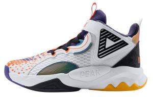 Детские баскетбольные кроссовки GS High-top оранжевые/черные Peak, белый