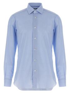 Рубашка из хлопка вафельного плетения Barba, светло-голубой