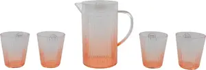 Стаканы для питья с кувшином, пластиковые, набор из 5 штук, прозрачные/оранжевые Decoris