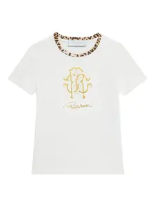 Футболка с леопардовым принтом Roberto Cavalli, белый