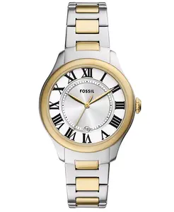 Женские часы Gilmore Three-Hand Date с двухцветным корпусом из нержавеющей стали, 38 мм Fossil, мультиколор