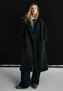Классическое пальто с мягкой на ощупь отделкой Bershka, Black
