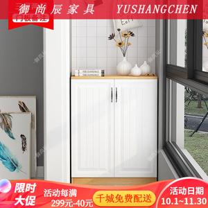 Yu Shangchen Комод 70х40х100 см для балкона из массива дерева, 2 дверцы, 3 полки, большой объем