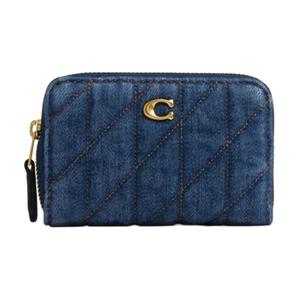 COACH Джиговый кардхолдер с кожаной наппой, Denim & Brass & Dark Blue
