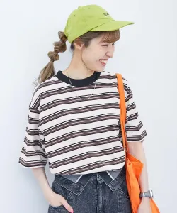 Футболка с коротким рукавом в полоску, 100% хлопок, устойчивая к стирке, свободного кроя, размер 26SS, для взрослых Devirock, цвет 016-Ivory-Brown