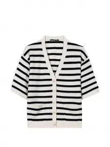 Полосатый кардиган с короткими рукавами Luisa Cerano, белый