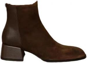 Женские замшевые ботильоны на массивном каблуке с молнией 2025 года, квадратный носок, однотонные, весенне-осенние короткие ботинки Generic, Coffee Color