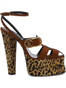 Сандалии на платформе с пряжками Roberto Cavalli, коричневый