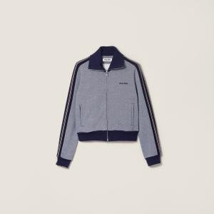 Джемпер на молнии из джерси MIU MIU, темно-синий