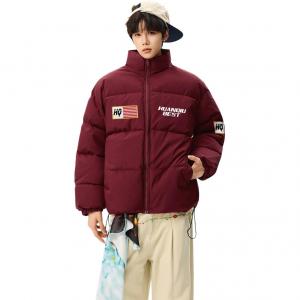 Пуховик Unisex Stand Collar Moderate Padded HUANQIU, maroon