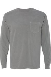 Футболка Comfort Colors Garment-Dyed из плотной ткани с длинным рукавом и карманом, серый